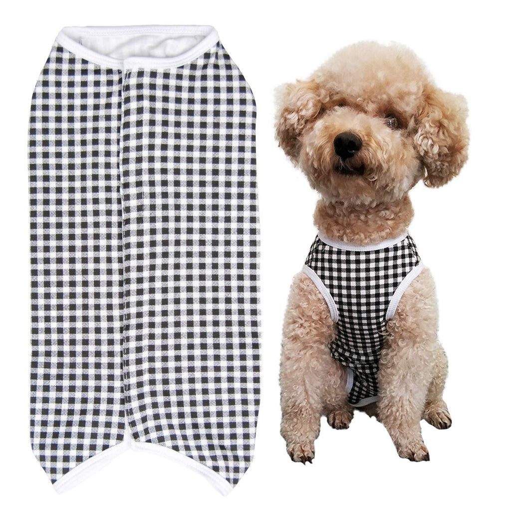 Kukaster Pet Dog’s Recovery Suit Post Surgery Shirt for Puppy, Wound Protective Clothes for Little Animals XX-Small black white plaid - PawsPlanet Australia