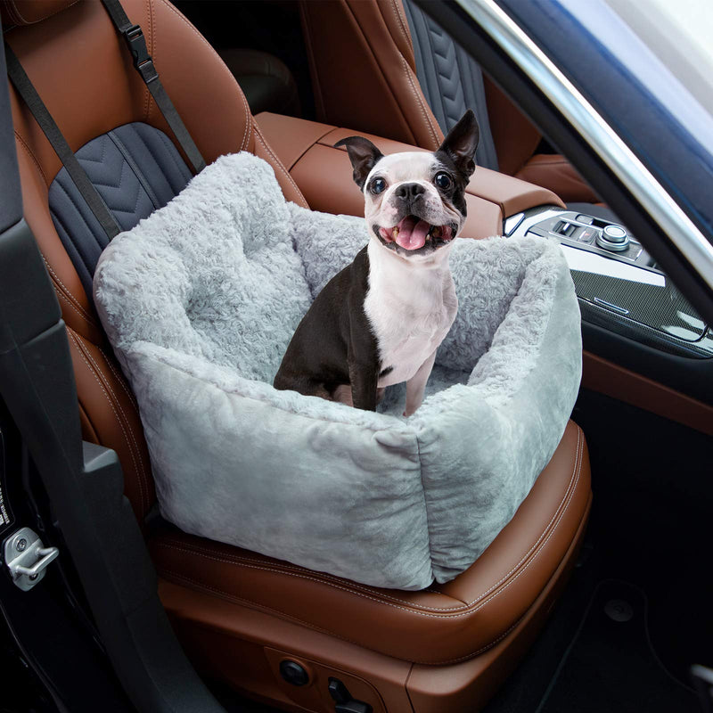 AIPERRO Dog Car Seat Soft Pet Booster for Small Dogs, Puppy Plush Travel Car Carrier Bed, Anti-Slip Dog Cuddler Bed Washable with Side Pocket and Safety Strap - PawsPlanet Australia