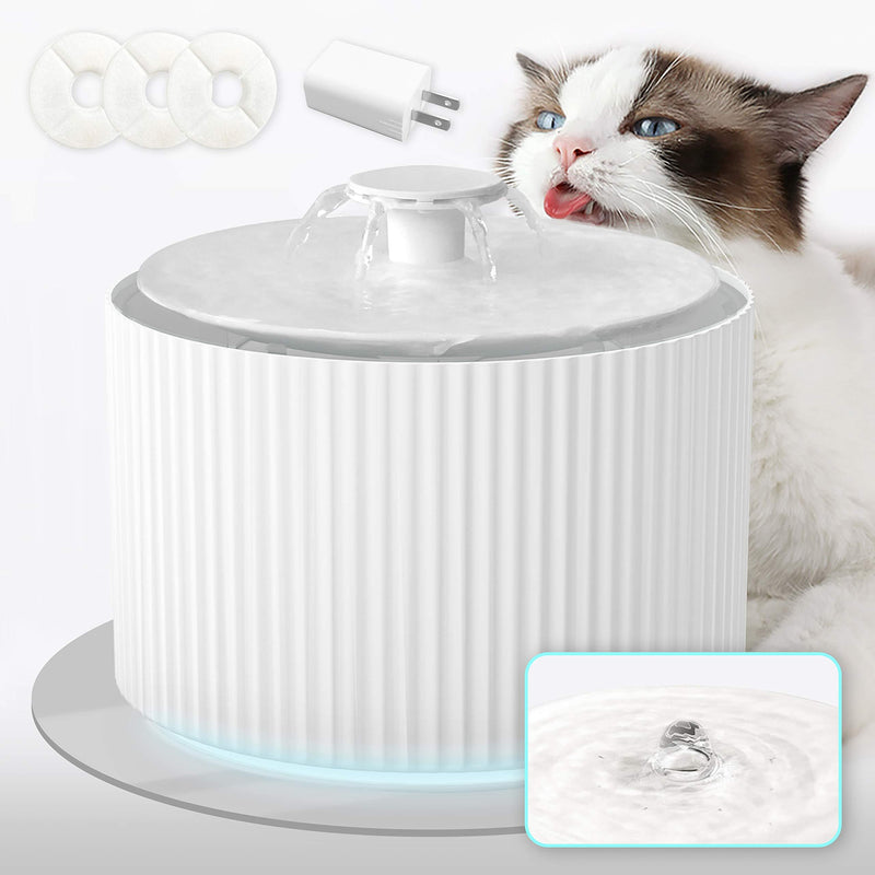 LINKFU Cat Water Fountain, 2.5L Automatic Quiet Pet Water Fountain with LED Light，USB Plug Cat Water Dispenser with 3 Organic Activated Filters and Non-Slip Mat for Cats, Dogs, Small Animals - PawsPlanet Australia