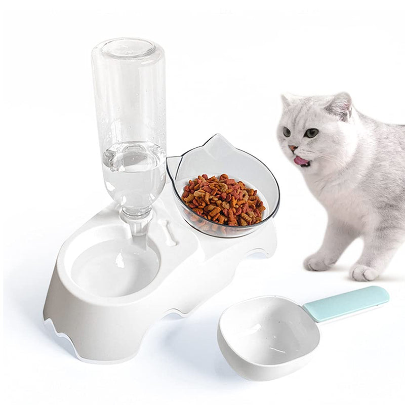 JASZSET Cat Food Bowls15°Adjustable Tilted Water and Food Bowl Set with Automatic Water Bottle for Small or Medium Size Dogs Cats - PawsPlanet Australia