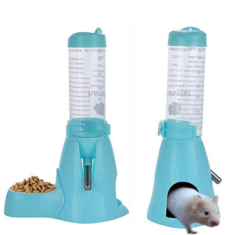 Jasa 1PCS 4oz Hamster Water Bottle, Hedgehog Supplies, 3 in 1 Food Bowl Small Animals Hamster Hideout Water Dispenser Automatic pet Bottle(125ML) Blue - PawsPlanet Australia