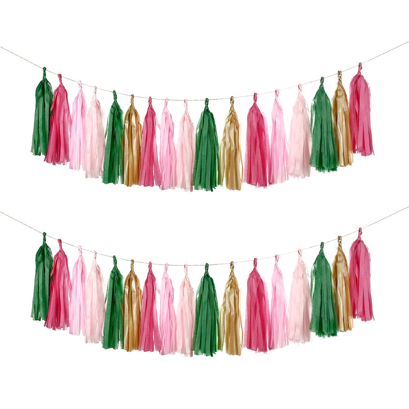 GUZON 25 PCS Tropical Flamingo Banner Party Decorations,Pink Green Tissue Tassels for Birthday Baby Shower Decorations Bachelorette Hawaiian Summer Beach Party - PawsPlanet Australia