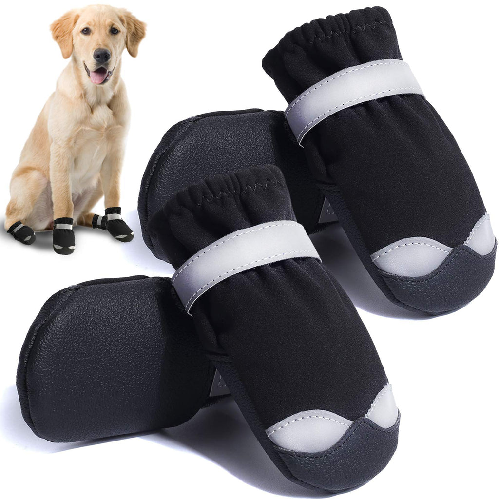 CALHNNA Dog Boots Waterproof Dog Shoes for Medium Large Dogs with Reflective Straps Anti-Slip Sole Paw Protectors 4PCS size 3: 1.8" width Black - PawsPlanet Australia