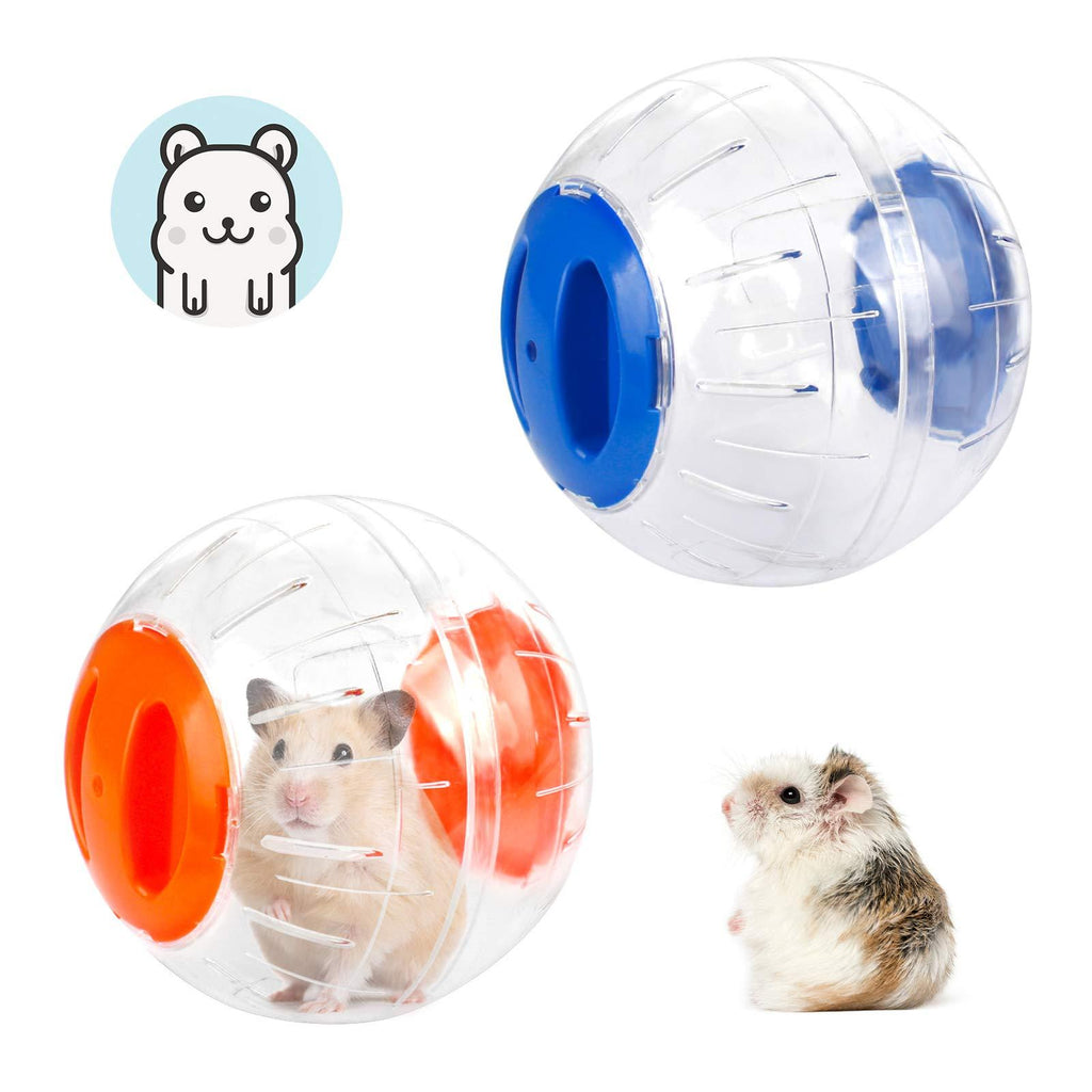 Dwarf Hamster Ball 2 PCS Small Hamster Exercise Balls Running Wheel Cute Jogging Balls Toys Relieve Boredom Interactive Toys For Dwarf Hamster Small Pet(Blue and Orange) - PawsPlanet Australia