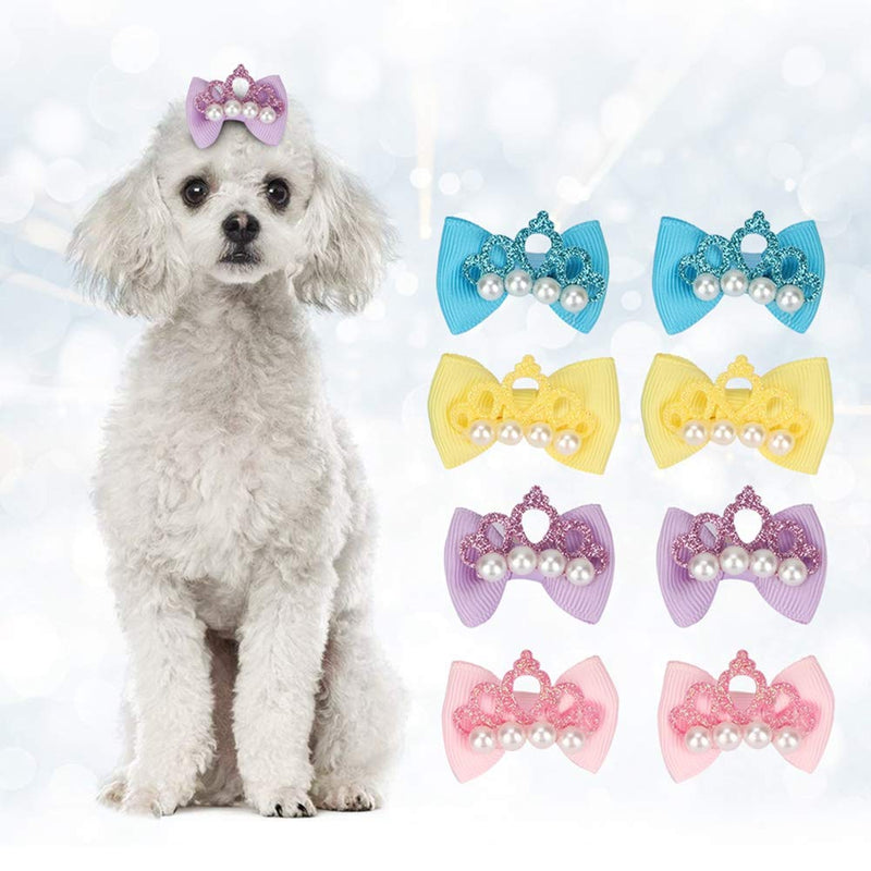 Nicoone Dog Crown Hair Bows, 20pcs Dog Pet Puppy Crown Hair Bows Rubber Bands Grooming Accessories - PawsPlanet Australia