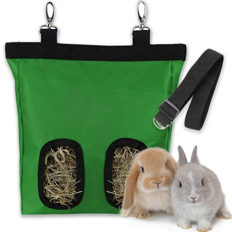 Acehome Rabbit Hay Feeder Bag, Guinea Pig Chinchilla Oxford Fabric Hanging Bag with Feeding Holes Waterproof Pet Essential Storage for Small Hay-Eating Pets (Green) Green - PawsPlanet Australia