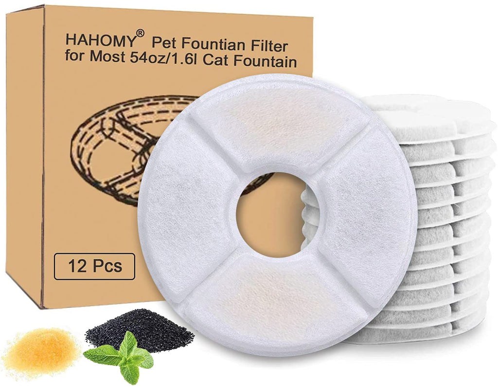 Cat Fountain Filter Replacement - 12Pcs Cat Water Fountain Filters Pet Fountain Filter Replacement Activated Carbon Replacement Filters for Automatic Pet Water Fountain Dispenser 12pack - Activated Carbon & Resin - PawsPlanet Australia