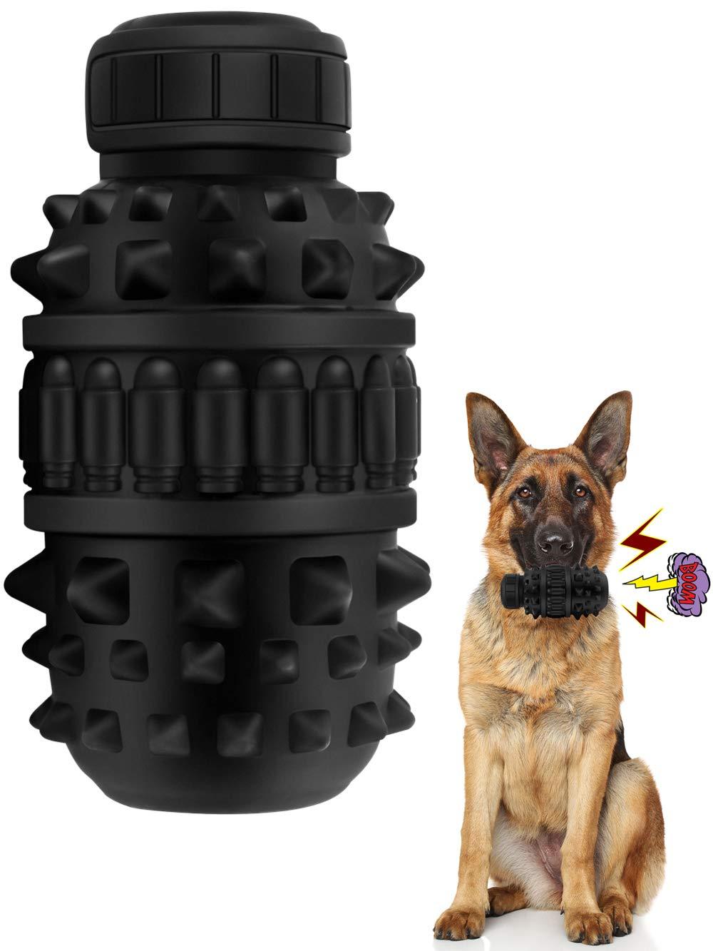 Dog Chew Toys Aggressive Chewers Large Breed, Durable Squeaky Toy Medium Large Dogs Natural Rubber Clean Teeth Toy (Black) BLACK - PawsPlanet Australia