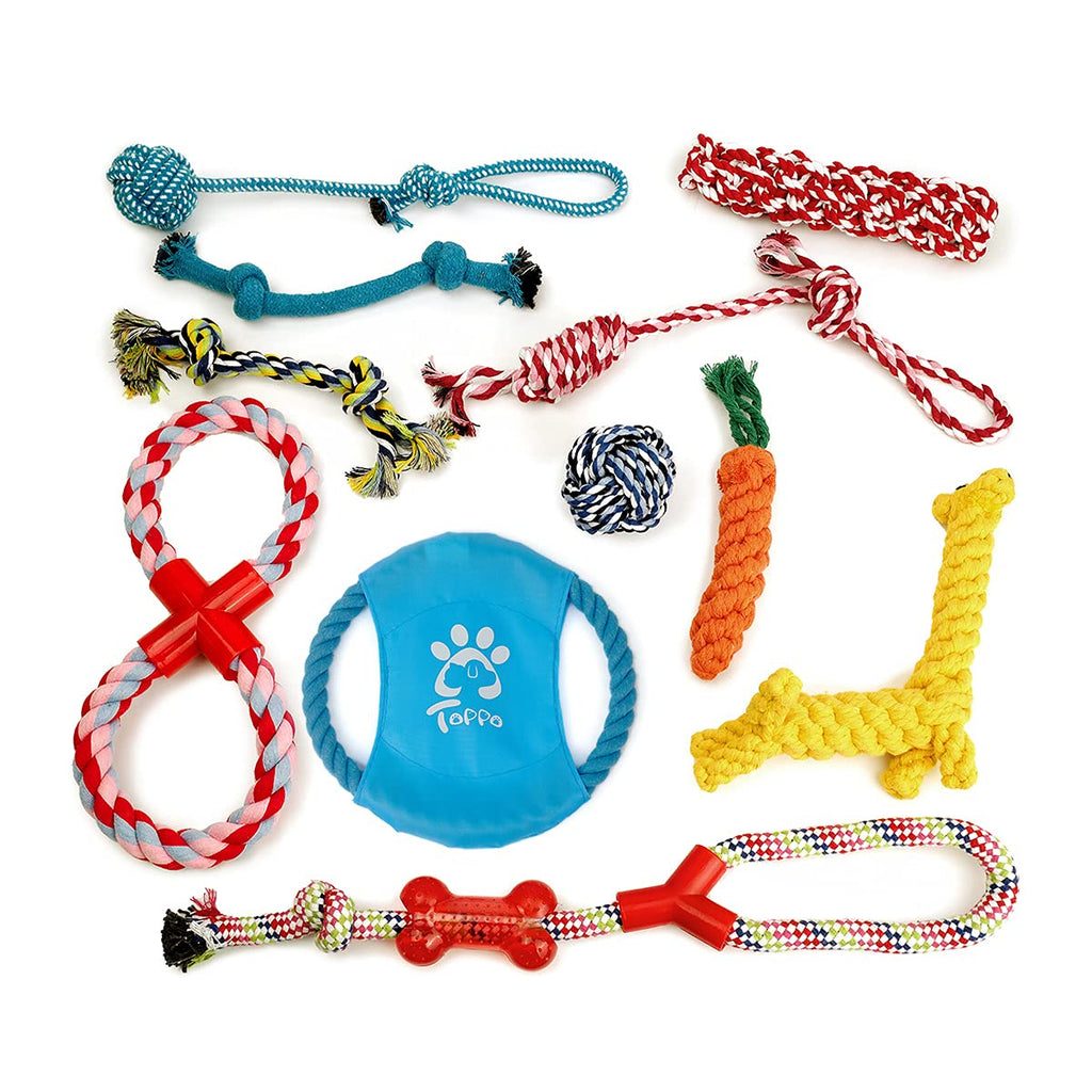 Dog Rope Toy Durable Dog Chew Toys Natural Cotton & Non-Toxic Tough Pet Rope Toys for Small Medium Large Dogs Set of 11 (Style01) Style01 - PawsPlanet Australia