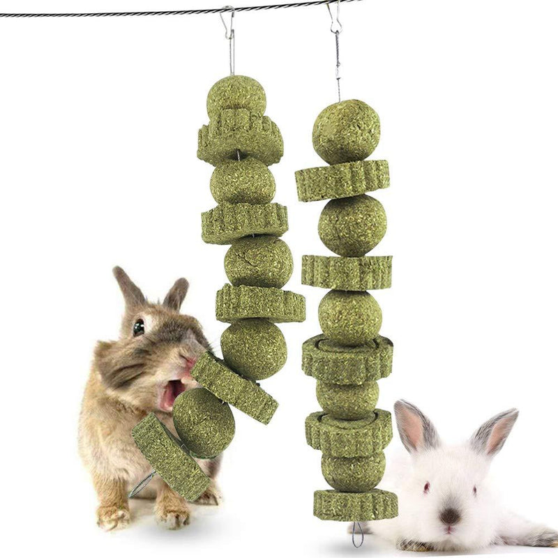 Mavicen 2Pcs Bunny Chew Toys for Teeth,Natural Compressed Grass Cakes, Small Pet Teeth Grinding Toy for rabbits, Chinchillas, Guinea Pigs, Hamsters (A) A - PawsPlanet Australia