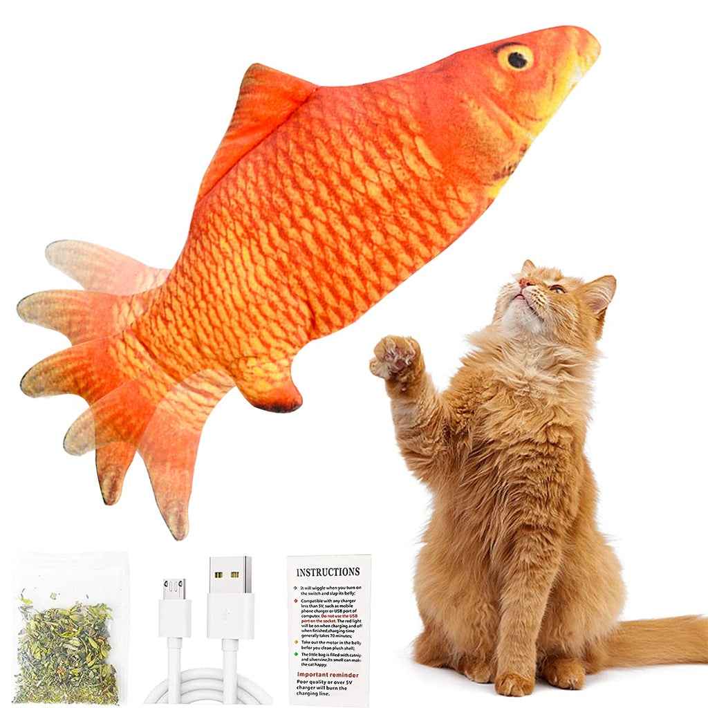 Backagin 2021 Upgraded Floppy Fish Cat Toy 11°, Realistic Dancing Fish Cat Chew Toy, Moving Fish Cat Kicker Toy, Fish Cat Toy, Catnip Toys Dog Toy, Kitten Toys, Fun Toy for Cat Exercise, Chargeable red - PawsPlanet Australia