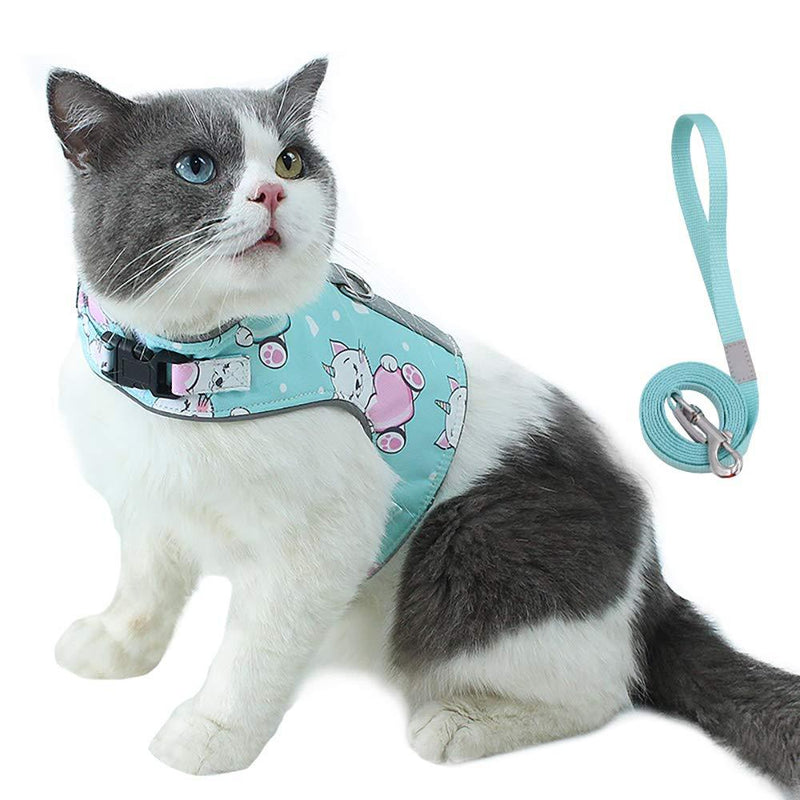 Pet Vipheo Cat Harness & Leash Set for Walking Escape Proof,Adjustable Soft Kittens Vest Harnesses with Reflective Strip,Easy Control Mesh Breathable for Cats Puppy(Blue,S) S(Chest:12.2"-13.8") Blue - PawsPlanet Australia