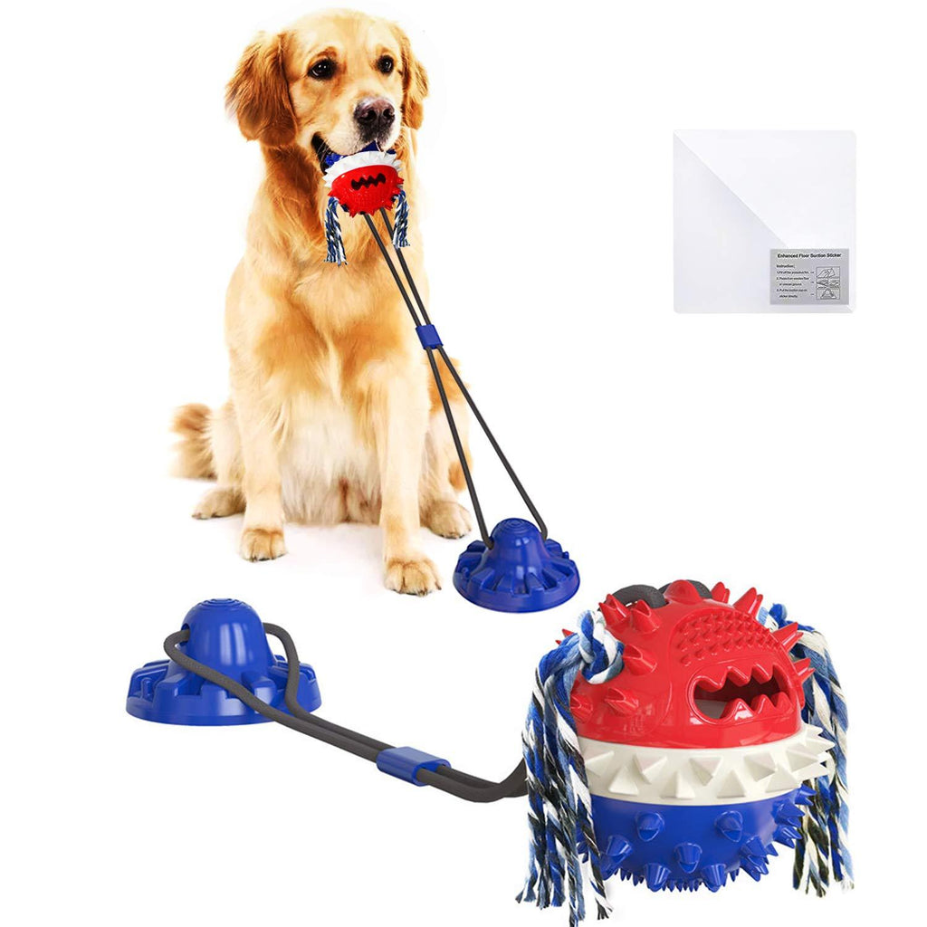 Dog Chew Toys for Aggressive Chewers with Powerful Suction Cup,Interactive Dog Rope Chewing and Cleaning Teeth, Food Dispensing Dog Training Treats Teething Rope Toys for Boredom Large Breed(Blue)… Blue - PawsPlanet Australia