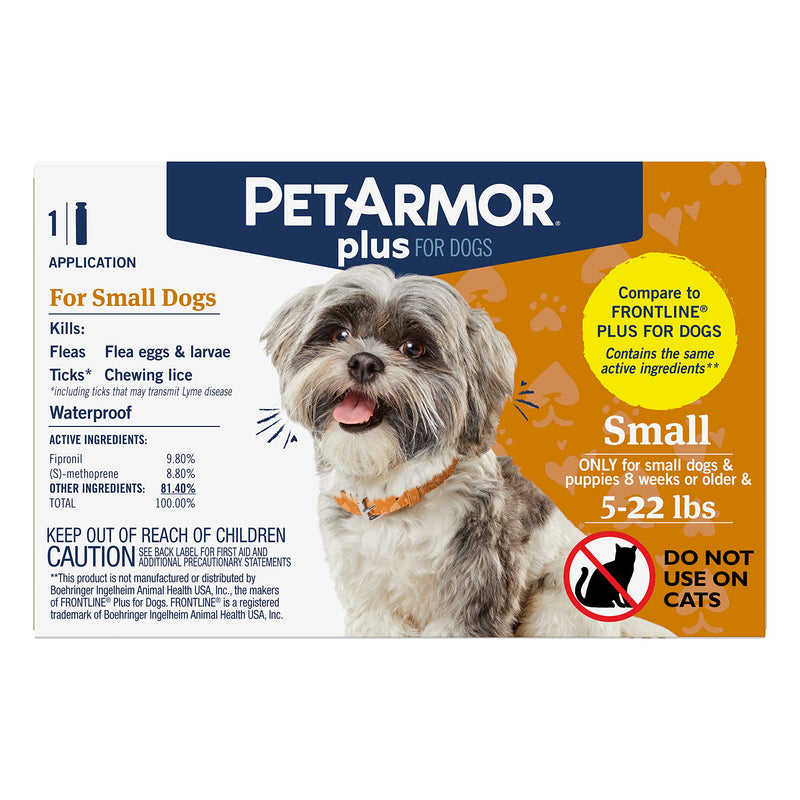 PetArmor Plus Flea & Tick Prevention for Dogs, Waterproof Topical, Kills Fleas, Flea Eggs, Flea Larvae, Ticks, and Chewing Lice, Fast Acting & Long Lasting, Compare to Leading Brand, Various Sizes 5-22 lbs 1 count - PawsPlanet Australia