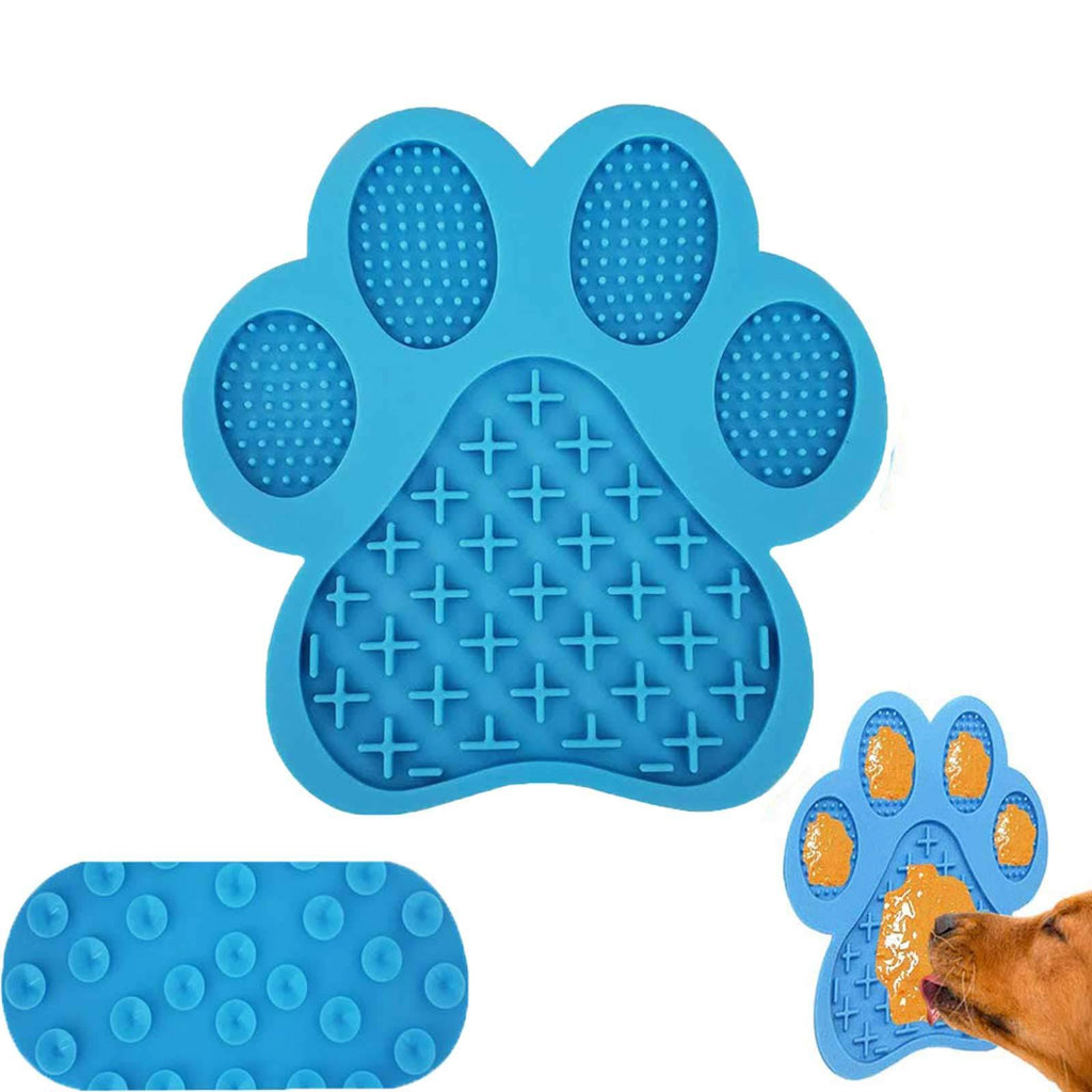 Dog Bath Lick Mat with Super Suction for Bathing GroomingTraining Prevent Dog Anxiety Pet Lick Pad Slow Feeder Perfect for Dog Cat Food Yogurt Peanut Butter Blue - PawsPlanet Australia