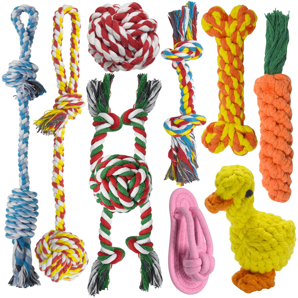 Dog Rope Toy, Durable Dog Toys for Aggressive Chewers, 9 Pack Puppy Teething Tough Dog Chew Toys, Indestructible Dog Toys for Small-Medium Dogs Interactive to Prevent Pet Boredom - PawsPlanet Australia