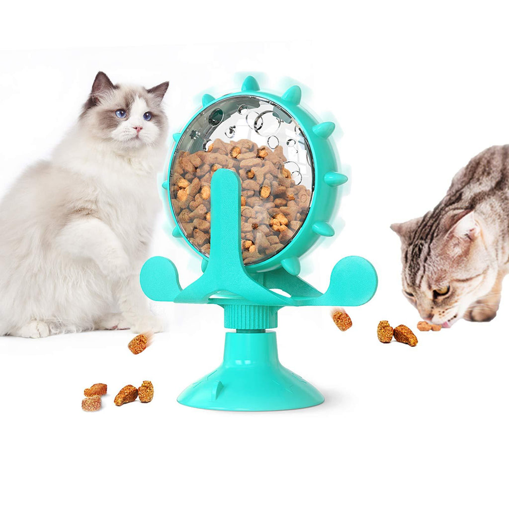 Elvesera Cat Windmill Turntable Toy, Interesting Food Leakage Device for Cats and Dogs, This is a Multi-Functional and Interesting Rotating Slow-Speed cat Puzzle Feeder Blue - PawsPlanet Australia