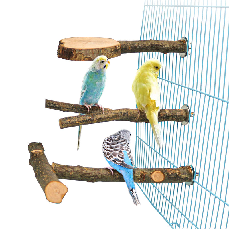 3 Pack Apple Wood Bird Perch for Cage, Natural Wooden Parrot Perch Stand Platform Exercise Climbing Paw Grinding Toy Playground Accessories for Parakeet, Conure, Cockatiel, Budgie, Lovebirds (H02) H02 - PawsPlanet Australia