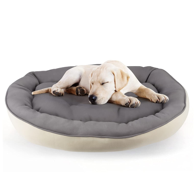YoTelim Dog Bed for Medium Dogs, Washable Comfortable Pet Bed for Small Dogs and Cats with Breathable Soft Cotton, Durable Fabric and Non-Slip Bottom (26"x18"x6", Grey with White) - PawsPlanet Australia