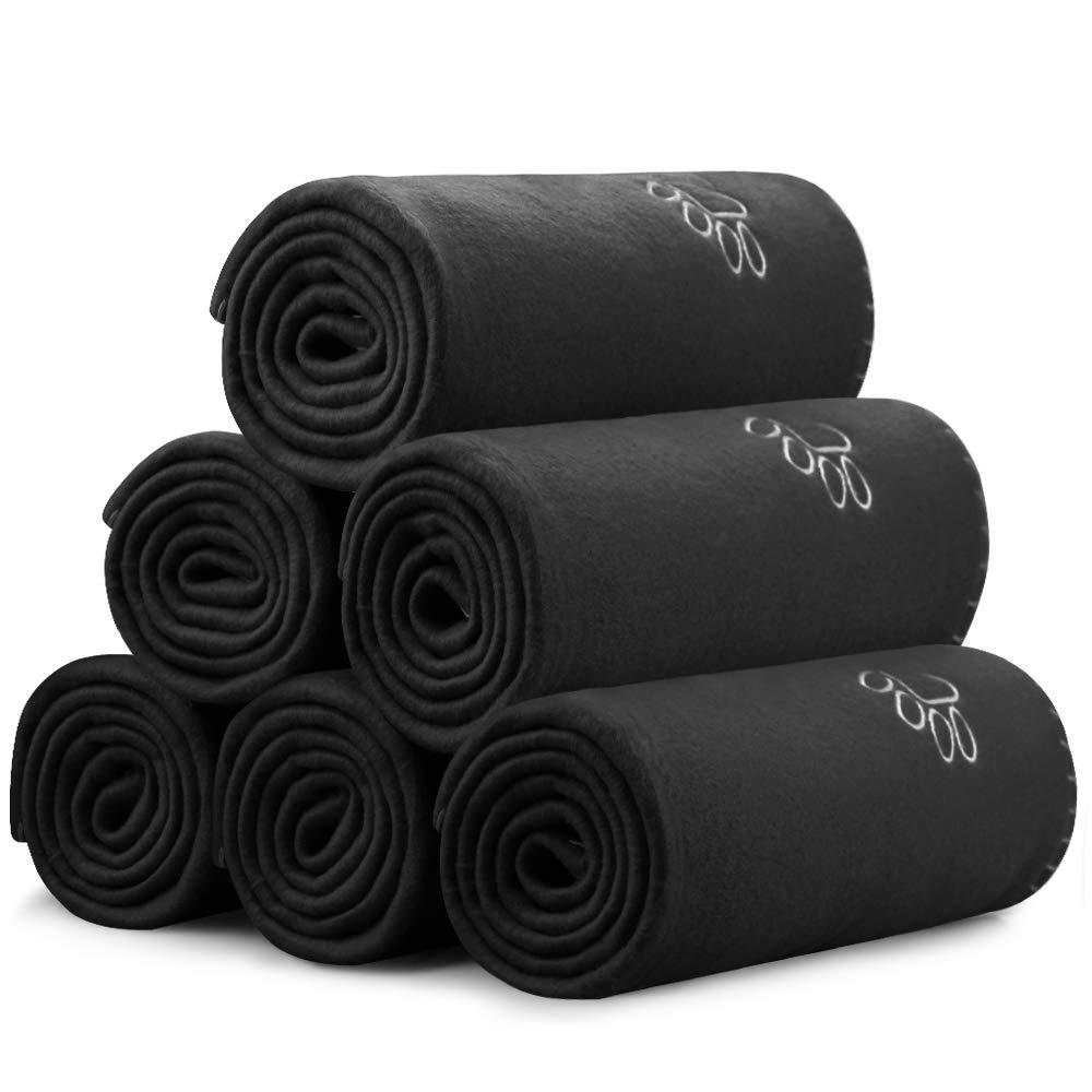 GROLENT 6 Pack Puppy Dog Blankets Fleece Pet Blanket for Dog Puppy Cats Pets(Black 39 x 31 inches) 6 Pack of 39x31 Inches Black - PawsPlanet Australia