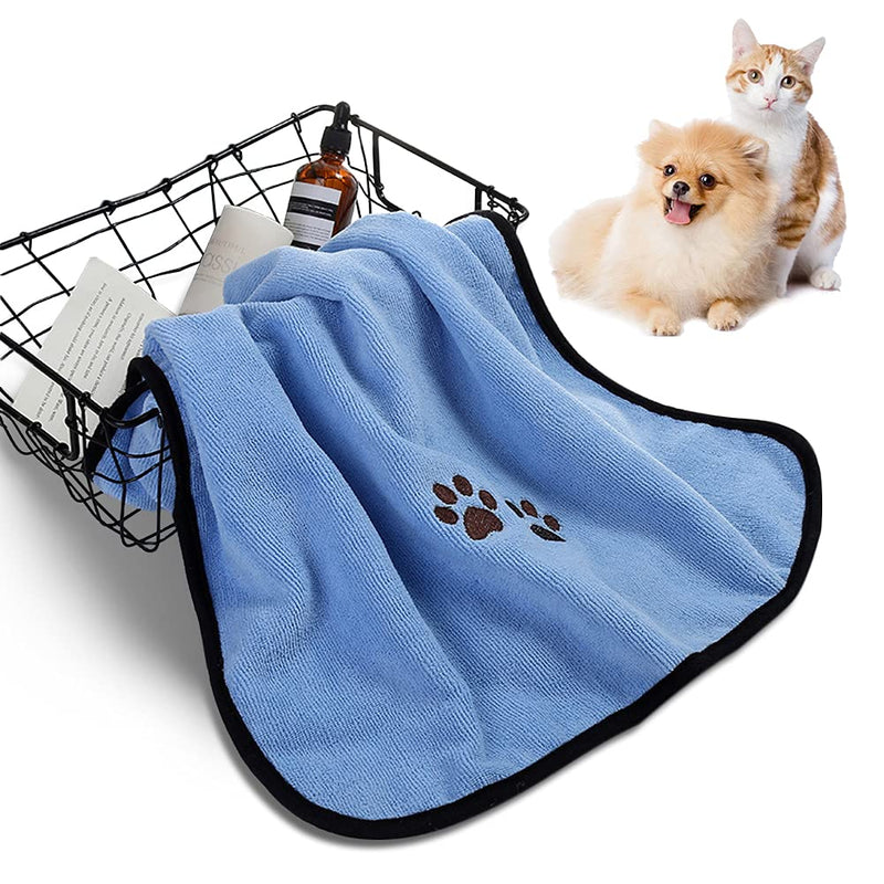 LALFPET Dog Bath Towel Cat Bath Towel Microfiber Absorbent Towel Soft Comfortable Pet Supplies for Small, Medium, Large Dogs and Cats Blue - PawsPlanet Australia