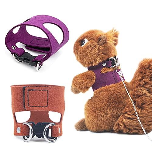 Grey Squirrel Comfort Vest Traction Rope with Soft Material Harness and Leash for Squirrels(Brown and Purple) - PawsPlanet Australia