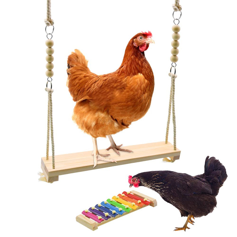 Chicken Swing Toys and Chicken Toys Xylophone, 2 Pack Chicken Toys for Poultry Run Rooster Hens Chicks Pet Parrots Macaw Entertainment Stress Relief for Birds - PawsPlanet Australia