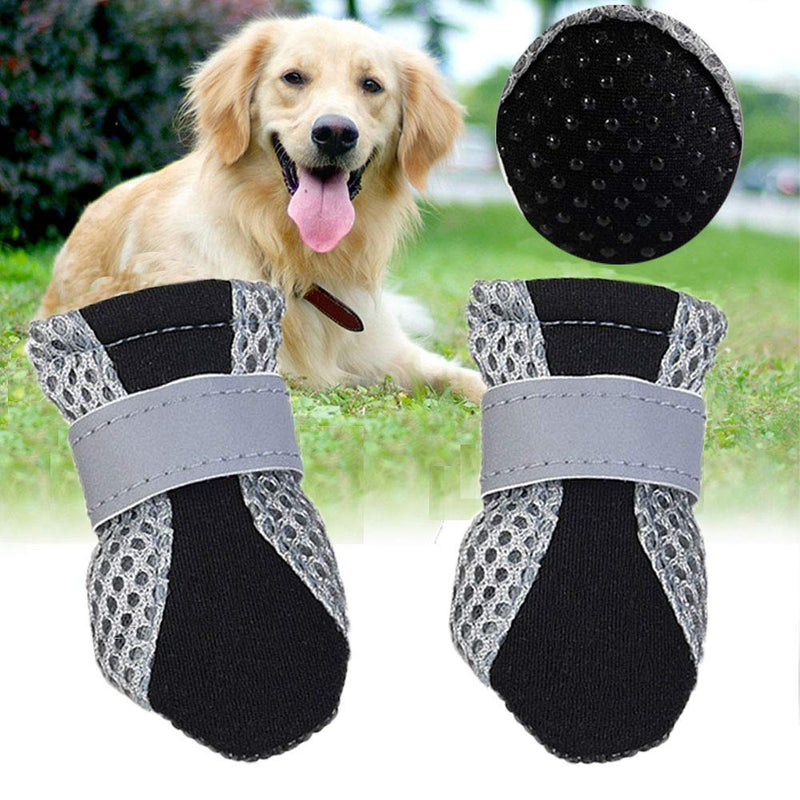 KET Dog Mesh Boots Breathable Soft Sole Dog Paw Protectors,Protection Paw Dog Shoes with Adjustable Reflective Velcro Straps, Dog Boots with Anti-Slip Sole for Small to Medium Dogs 4PCS L - PawsPlanet Australia