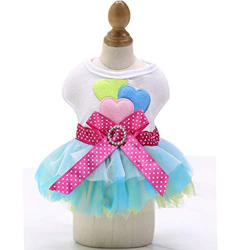 Idepet Spring Summer Pet Dog Cat Puppy Tutu Princess Dress Heart Printed Lace Skirt Clothes Pet Apparel X-Small Blue Lips - PawsPlanet Australia