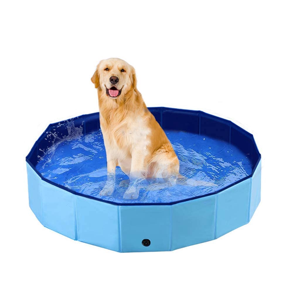 One To One Foldable Dog Pool, Pet Swimming Pool, Outdoor Bathing Tub, Bath Pool, Kiddie Pool with Protective Lining, PVC Collapsible Pool for Dogs, Cats and Kids Small/Medium - PawsPlanet Australia
