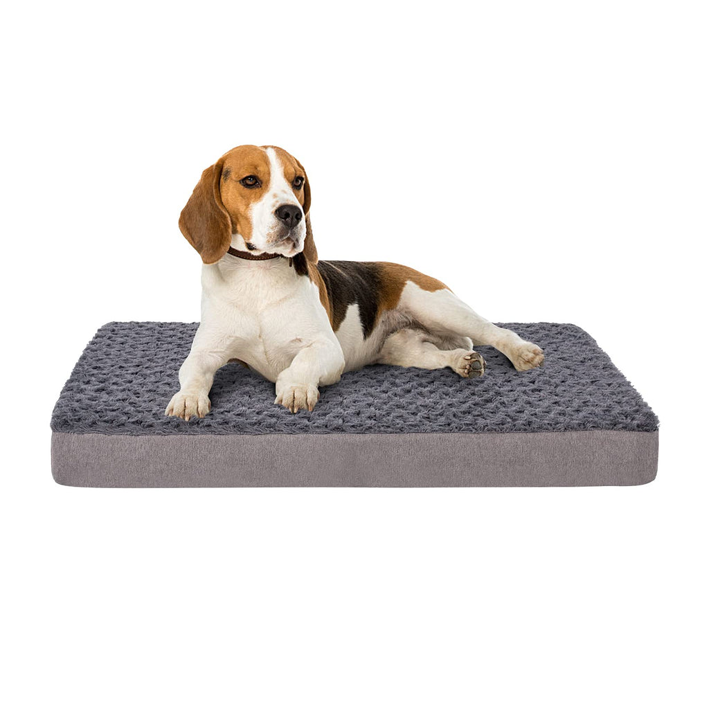 Petorrey Plush Memory Foam Orthopedic Dog Bed for Medium, Large Dogs with Cooling Gel, Washable Dog Crate Mat, Removable Cover & Waterproof Lining faux fur dog bed Medium (29" x 18" x 3”) - PawsPlanet Australia