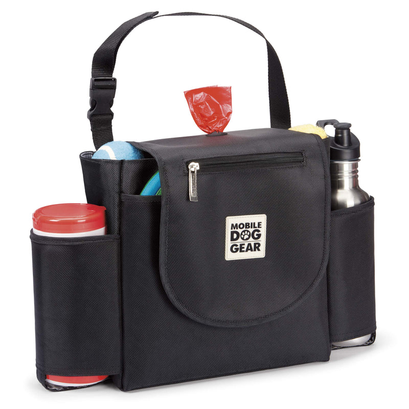 Mobile Dog Gear, Car Seat Back Organizer Travel Bag, Includes Built-in Waste Bag Dispenser and 1 Bag Roll, Black - PawsPlanet Australia