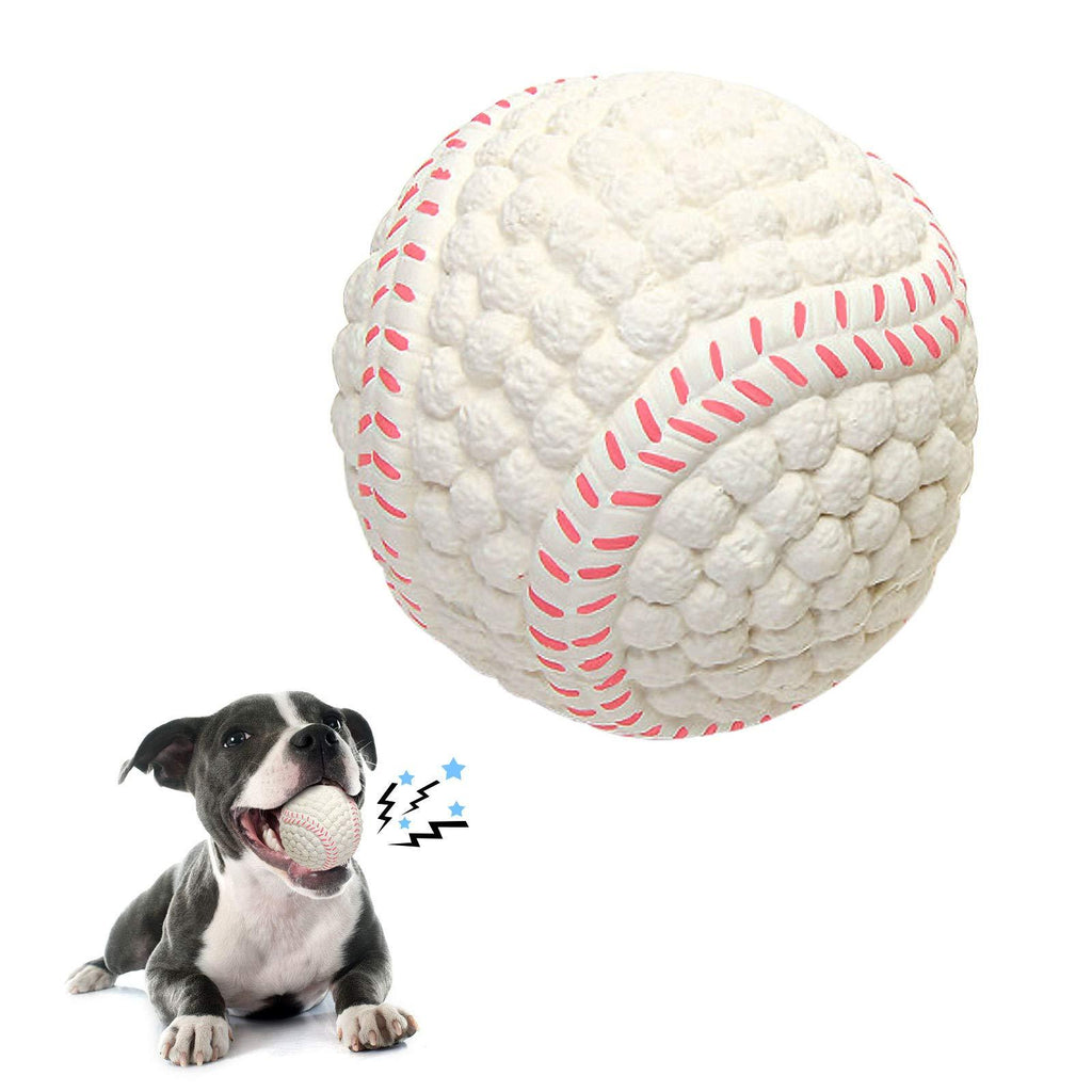 Dog Squeaky Toys for Small Medium Dogs, Interactive Dog Ball Toys, Puppy Chew Ball with Squeaker, Durable Pet Toy 100% Natural Rubber Small Baseball - PawsPlanet Australia