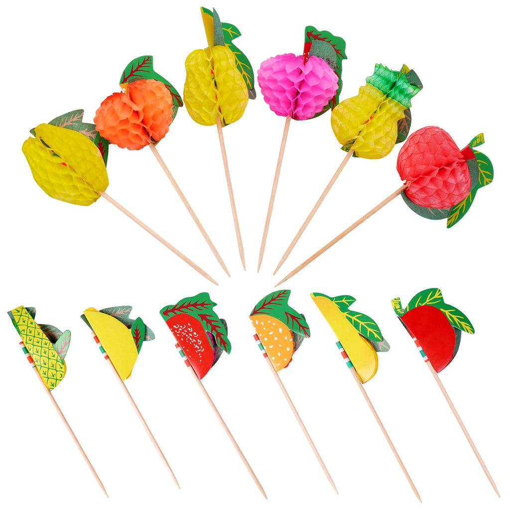Qxzvzem 100 Pieces Cocktail Picks Paper Fruit Honeycomb Food Sticks Skewers Christmas Toothpicks for Appetizers Drink Garnish Luau Cake Tropical Margarita Party Decorations Bar Accessories 4 Inch Long - PawsPlanet Australia