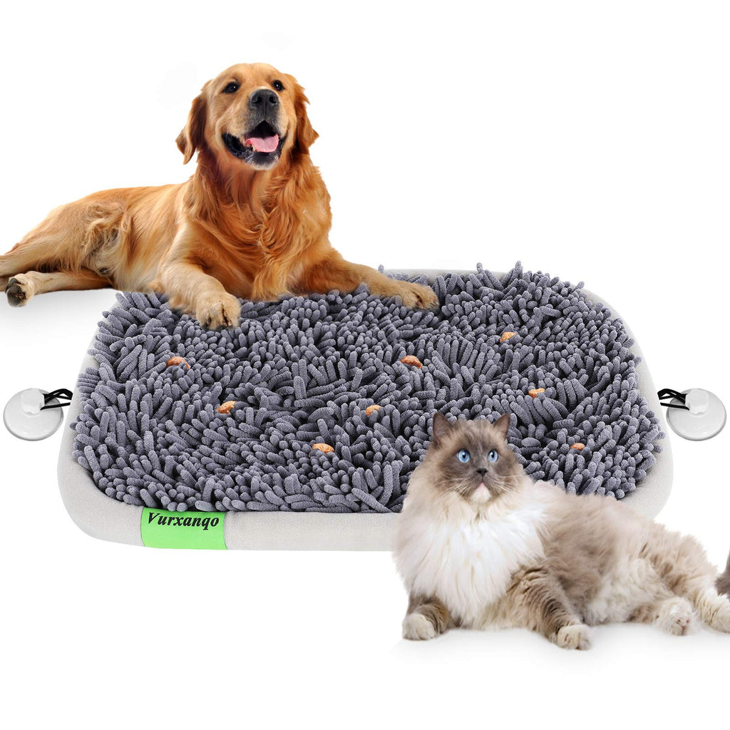 Vurxanqo Snuffle Mat for Dogs Large, Dog Puzzle Toys(17'' x 21''), Dog Interactive Enrichment Toys Encourage Natural Foraging Skills, Dog Brain Mental Stimulation Toys, Food Puzzles for Dogs Cats Gray 17'' x 21" - PawsPlanet Australia