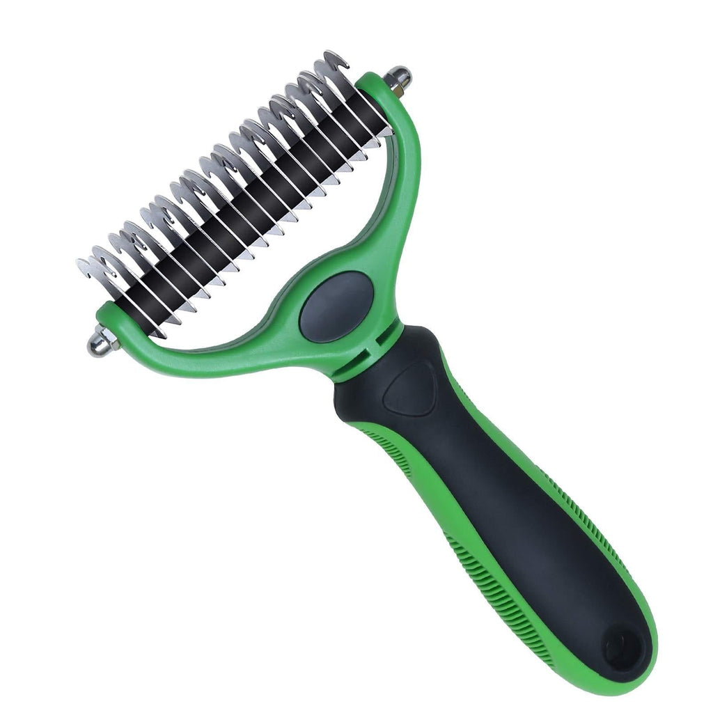 Kiloforest Pet Grooming Tools Brush for Dogs/Cats-2 Sided Shedding and Dematting Undercoat Rakes Combs Green - PawsPlanet Australia