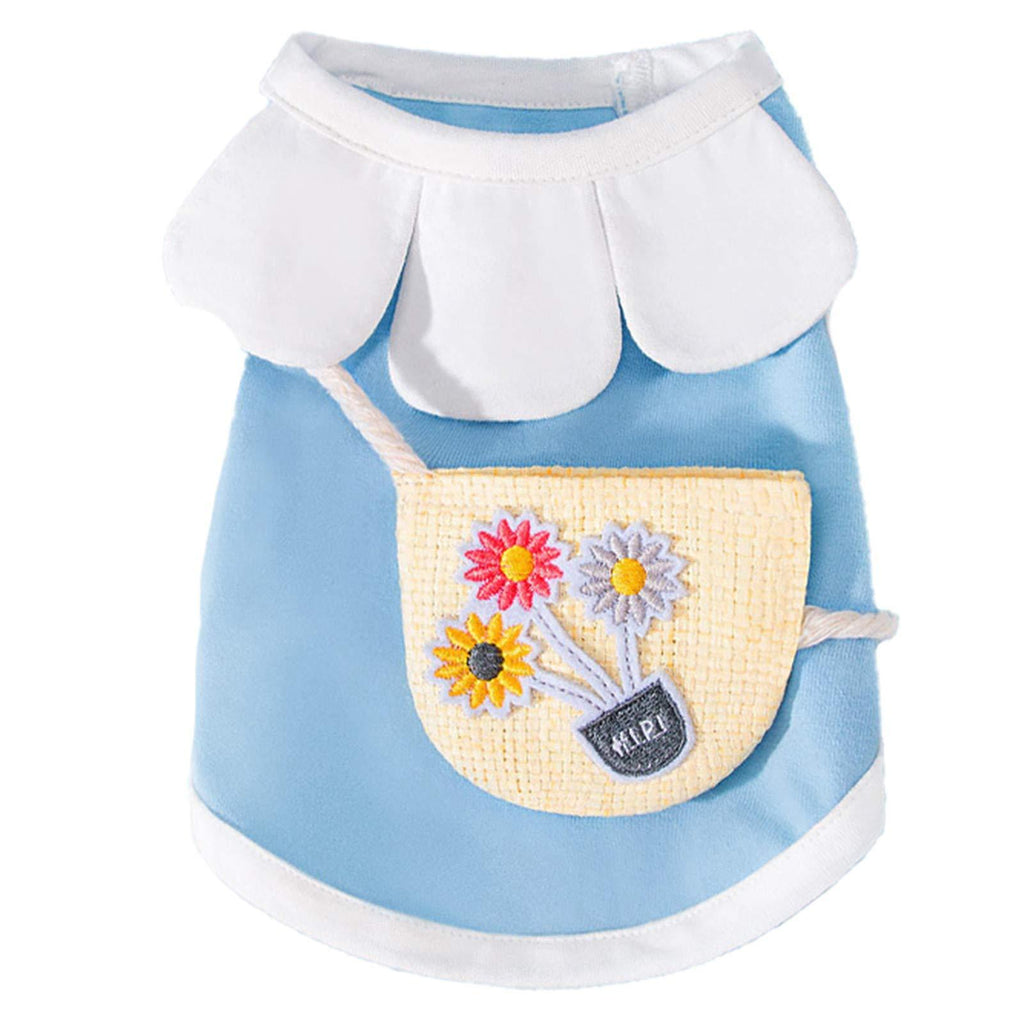 ABRRLO Cotton Dog Shirts for Small Dogs Summer Pet Clothes Cute Sunflower Vest Puppy Cat T Shirts Girls Costumes X-Small (Chest :9.06''-10.24'') Blue - PawsPlanet Australia