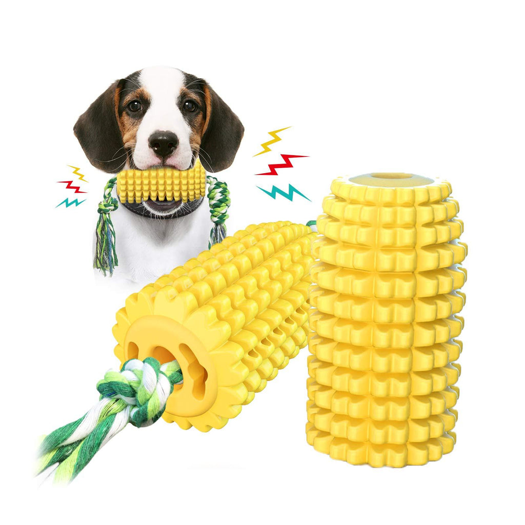 Dog Toys for Aggressive Chewers - Molar Squeaky Corn Toy, Pet Teeth Cleaning Stick, Durable Rubber Dog Toys for Training and Cleaning, for Puppy Small Medium Large Dogs Bright yellow color 4.4 inches x 2.2 inches - PawsPlanet Australia