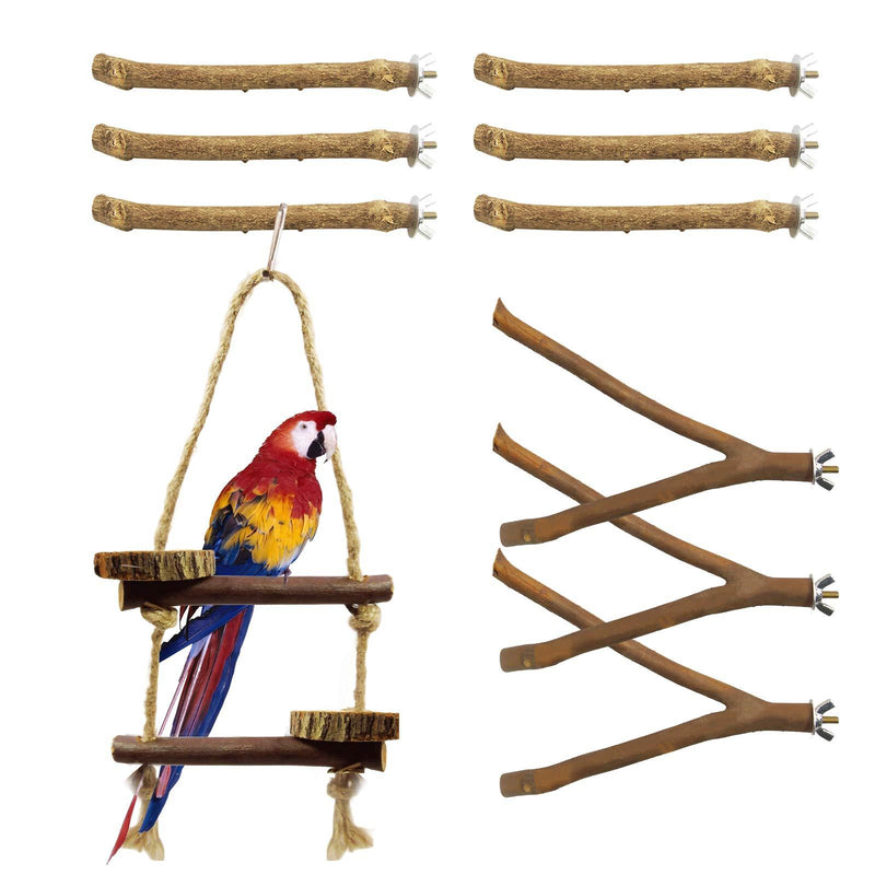 10 Pack Bird Perch Stand Perch Natural Wood Rod Bird Toys Swing Tools Cage Accessories Exercise Toys Claw Grinding Sticks Multi functional Bird Supplies Wood Fork Perch Rod Stand for Parrot Canary - PawsPlanet Australia