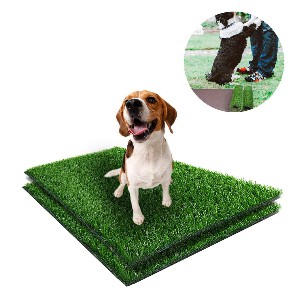 Earth Friendly 2 Pcs Artificial Grass Dog Pee Pad Reusable Fake Grass Mat Rug Turf Puppy Potty Pad Replacement Washable Dog Training Pad Leak-Proof Pet Urine Pad for Indoor and Outdoor(30"x 18") - PawsPlanet Australia