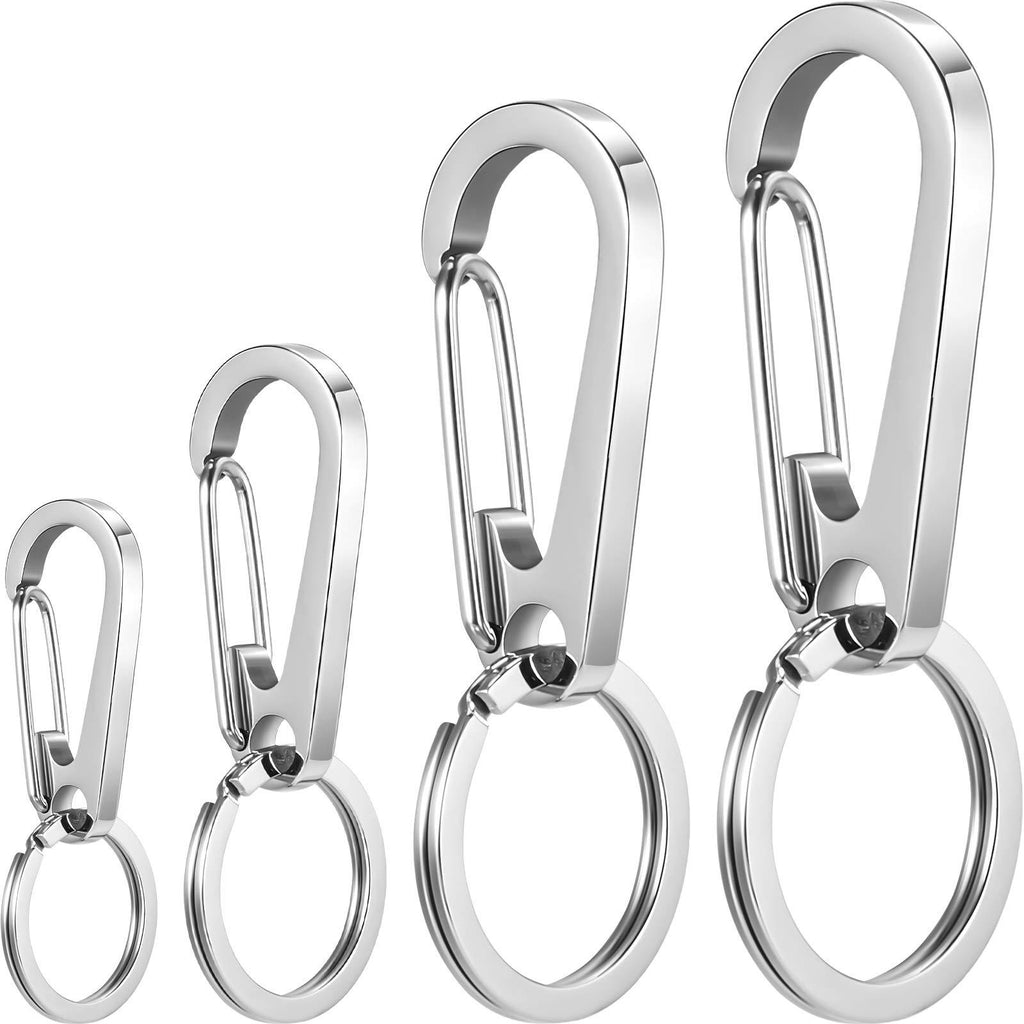4 Pieces Dog Tag Clips with 4 Pieces Keychains, Stainless Steel Pet Tag Quick Clip, Spring-Load Hook Combo for Pet ID Tags Holders for Dog Cat Collars and Harnesses - PawsPlanet Australia