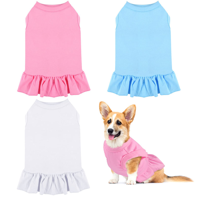URATOT 3 Pieces Blank Dog Shirt Skirt Puppy Shirts Pet Sweatshirt Cute Plain Dog Shirt Puppy Dog Clothes Soft T-Shirt for Pet Dogs and Cats Medium White, Pink, Blue - PawsPlanet Australia