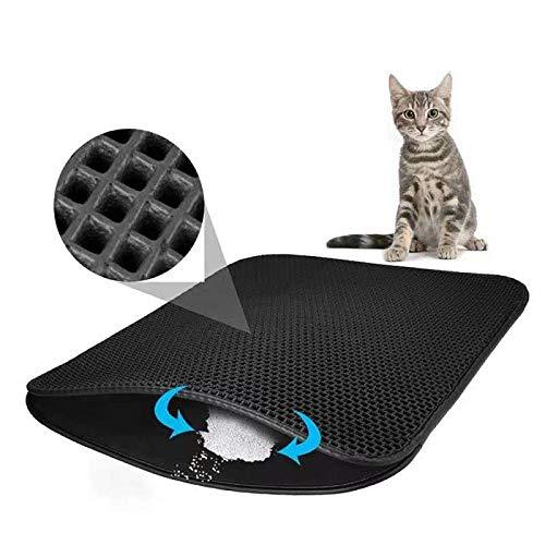 Louis Donne Cat Litter Mat Cat Litter Trapping Mat - 26” X 18” Honeycomb Double Layer Design, Water Proof EVA Material, Easier to Clean, Washable - Black - PawsPlanet Australia