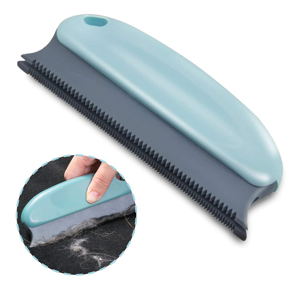 PETDOM Mini Pet Hair Remover for Carpets - 6 Inch Double Row Comb Teeth with Handle - Remover Rubber Brush for Cleaning Dog Cat Hair from Cat Trees, Chairs,Car Detailing and Beds blue - PawsPlanet Australia