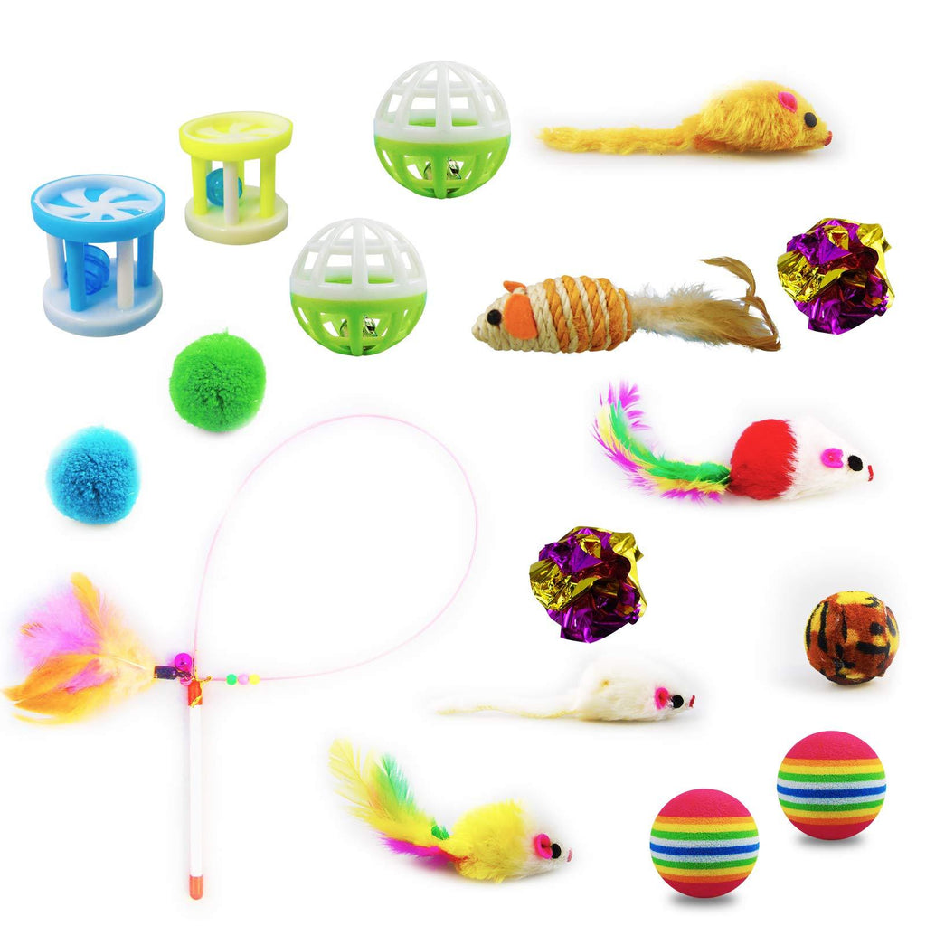 PETDCHEB 20 Pack Interactive Cat Toys Feather Toys Indoor Interactive Cat Toys Sport Balls Cat Teaser Tumbler Cat Toys Pet Toys Cat Dog Cat Chew Toy Assorted Color - PawsPlanet Australia