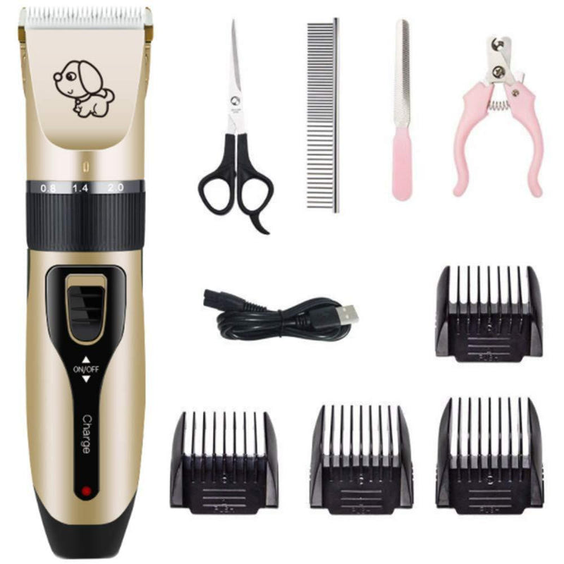 NACOCO Pet Grooming Clipper Pet Rechargeable Heavy-Duty Electric Kits Low Noise Dog and Cat Rechargeable Cordless Electric Quiet Clippers Se Black - PawsPlanet Australia