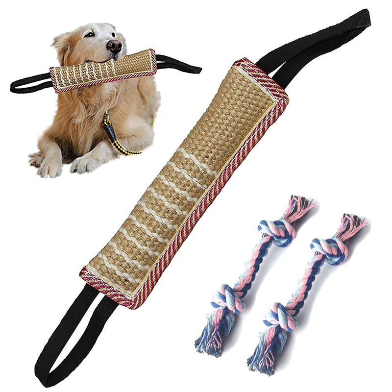 3 Pack Dog Tug Toy and Rope Toy, Durable Dog Training Bite Pillow Coarse Hemp Bite Toy with 2 Rope Handles, Tough Jute Tug Toy for Puppy to Large Dogs - PawsPlanet Australia