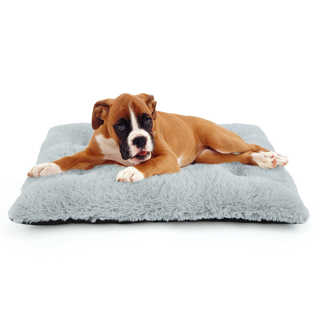 AIPERRO Dog Bed Crate Pad for Small Dogs and Cats, Deluxe Fleece Plush Washable Fur Pet Bed Anti Slip Kennel Cushion Mat 23"x18" - PawsPlanet Australia