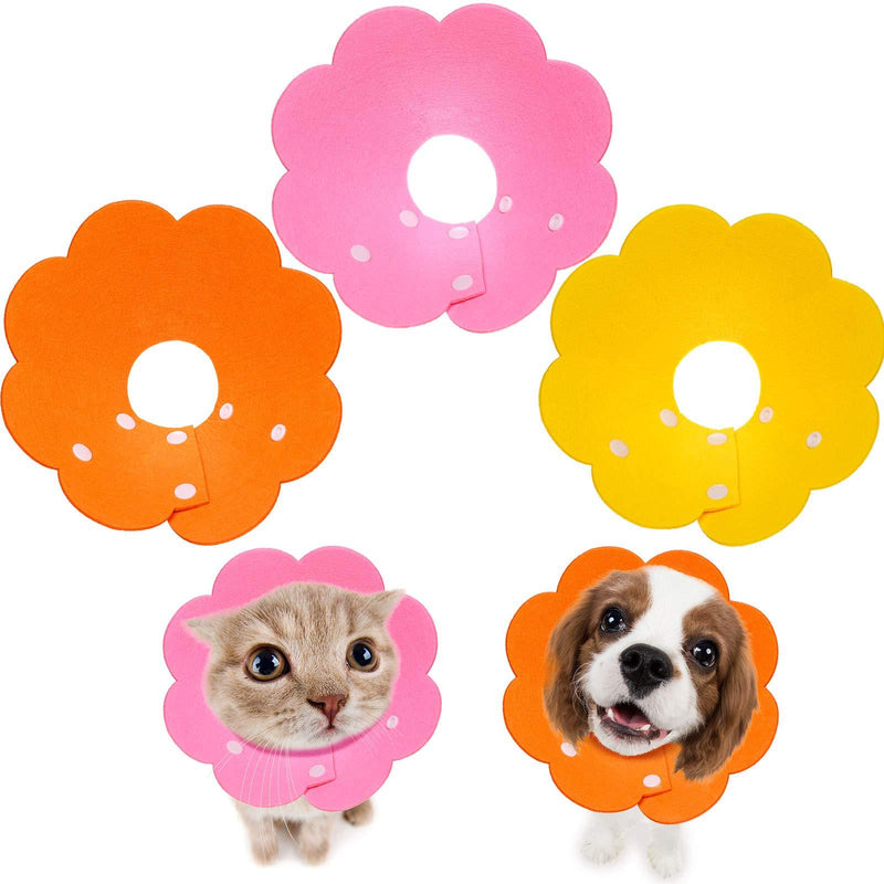 TrelaCo 3 Pieces Cat Recovery Collar, Adjustable Cat Cone Collar for Kitten Cats, Sun Flower Neck Cat Cone Recovery Collar for Pet Kitten Cat Puppy Rabbit to Prevent from Biting Scratching Small - PawsPlanet Australia