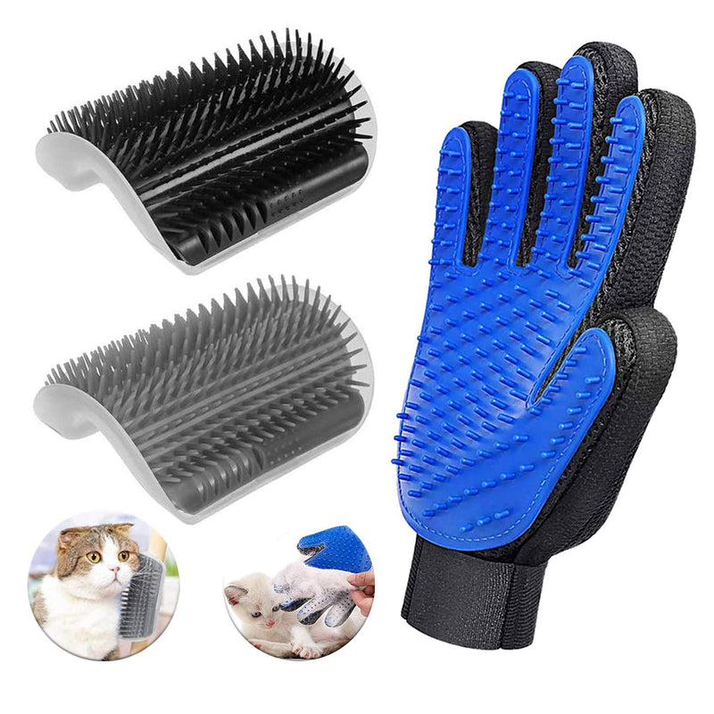 D-buy 5 Pack Cat Groomer Brush Set, Cat Self Groomers Corner Massage Combs with Catnip, Pet Grooming Mitts Brush Gloves for Short Long Fur Cats Puppy, Pet Hair Remover Brush Lint Remover Set of 3 Pieces - PawsPlanet Australia